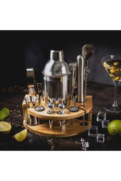 Klausberg Set barman pentru bauturi, cocktailuri, shaker, 12 elemente, argintiu,