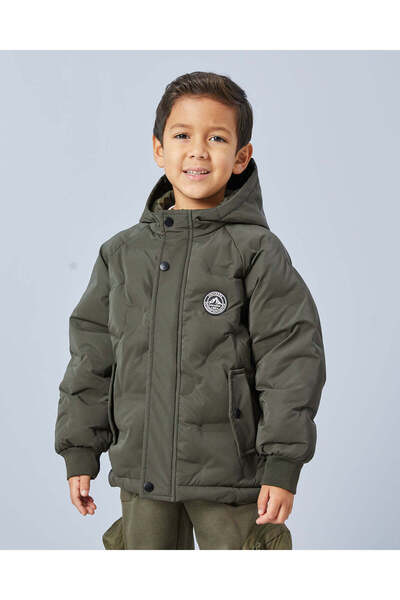 REDTAG Boys Olive Puffer Padded Jacket