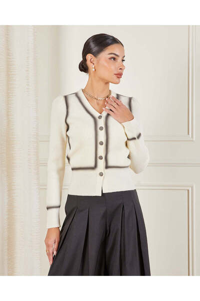 REDTAG Women Ivory Knitted Button Front Cardigan