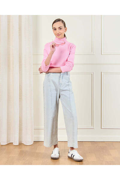 REDTAG Senior Girls Pink High Neck Pullover