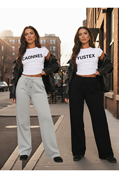 CAONNES Set de trening din 2 piese Winter Kombini (negru-gri) Pantaloni de tr...