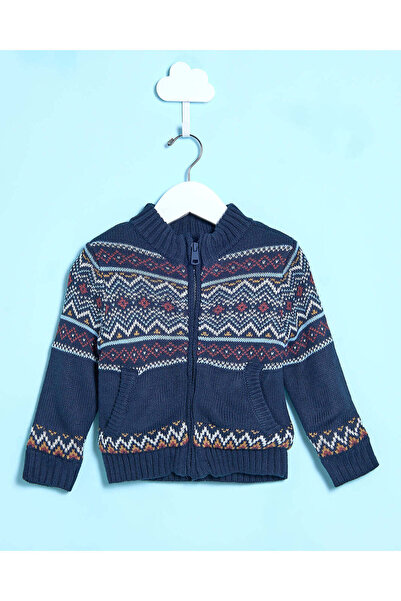 REDTAG سترة صوفية بسحاب أمامي أزرق داكن للأولاد الرضع