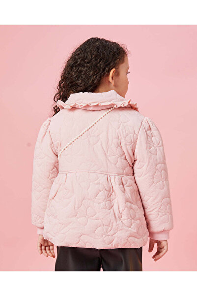 REDTAG Girls Pink Bow Quilted Jacket With A Bag