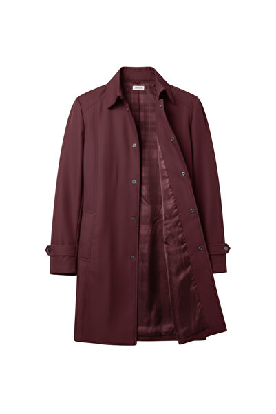 Hanezza Water Repellent Lined Plus Size Women's Trench Coat – Black / Khaki / Burgundy / Navy Blue