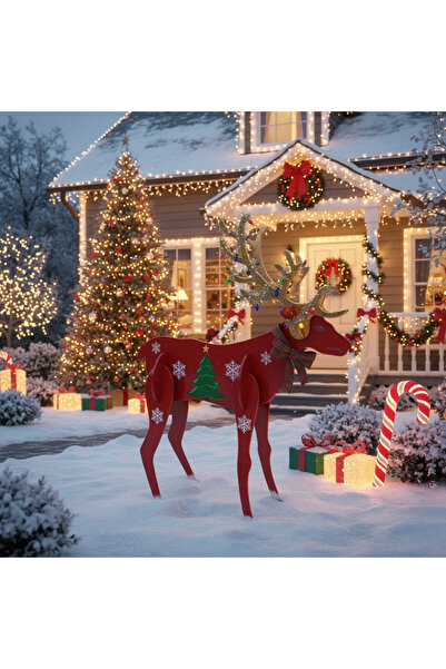 FellahArt Ahşap Yılbaşı Geyiği-Yılbaşı Dekoru-Yılbaşı Süsü