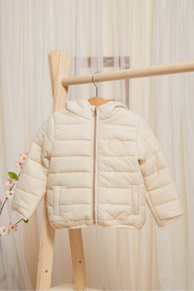 REDTAG Infant Girls Ivory Padded Hooded Jacket
