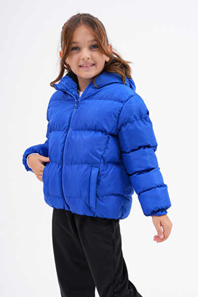 Neşeli Butik Fete Băieți Copii albastru cobalt Jachetă impermeabilă cu fleece interior NBRBC014