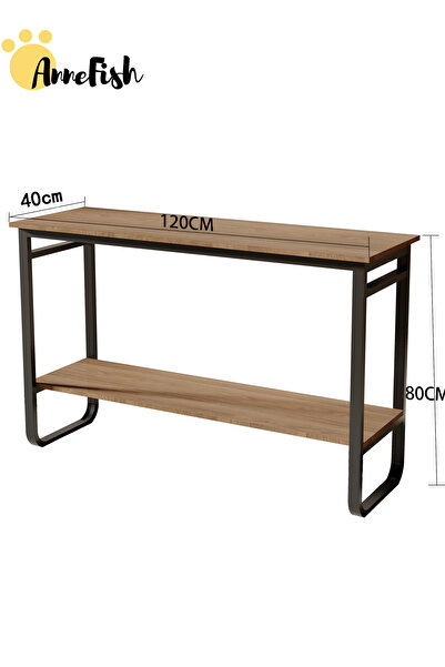 AnneFish 120*40*80cm 2Tier Console Table Entryway Table Sofa Table Side Table with U-shaped Steel Legs