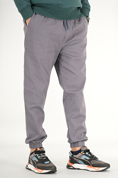 Souris Ανδρικό παντελόνι jogger καπνιστό, άνετο βαμβακερό, ελαστικό πόδι με κορδόνι