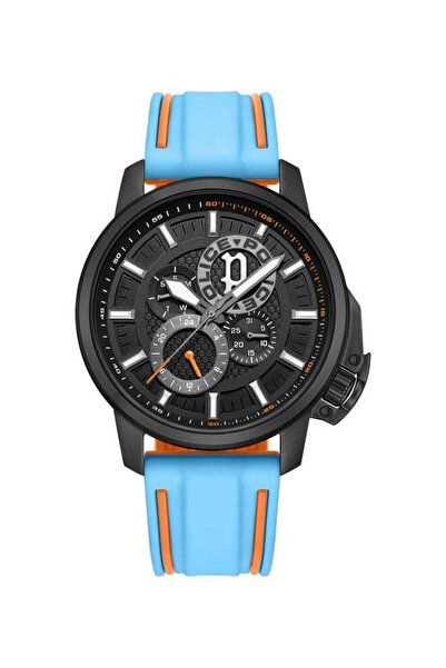 Police ساعة يد رجالية أنالوج دائرية الشكل من السيليكون PEWJQ0005104 - 44 مم