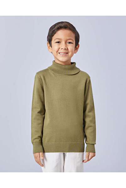 REDTAG سترة خضراء برقبة عالية للأولاد