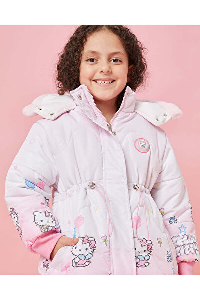 REDTAG Girls Pink Hello Kitty All Over Print Puffer Jacket