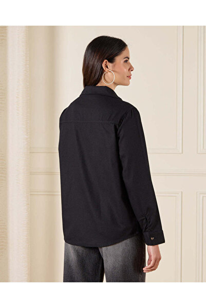 REDTAG Women Black Denim Button Front Shacket