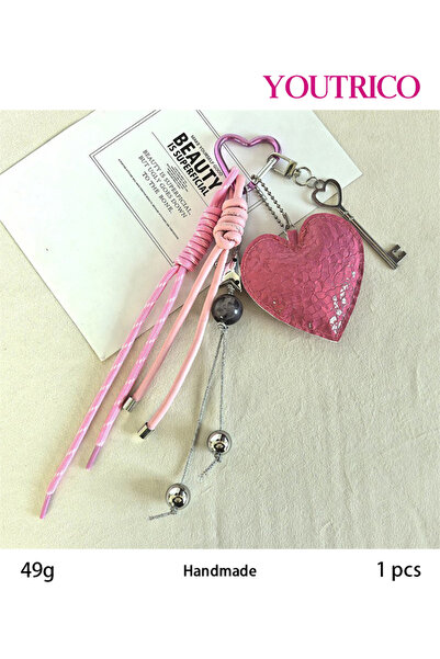 Youtrico حقيبة يد مصنوعة يدويًا على شكل قلب من الجلد بلون الدوبامين، سلسلة مف...