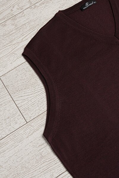 Woolen World V-Neck Oversize (Large Size) Wool Sleeveless Knitwear Sweater