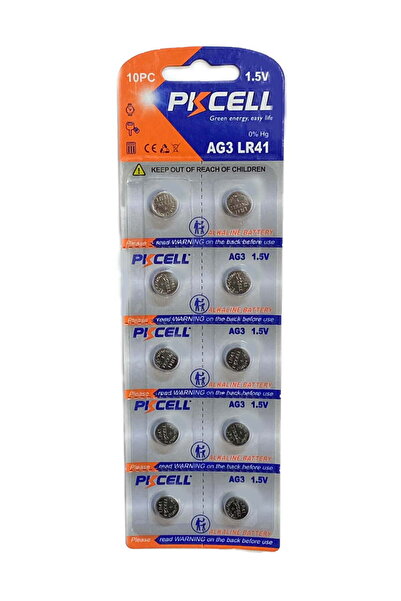 PKCELL Set 10 baterii alcaline, AG3, LR41, LR736,