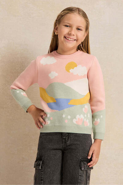REDTAG Girls Multicolour Knitted Pullover