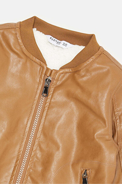 REDTAG Infant Boys Brown Pu Bomber Jacket