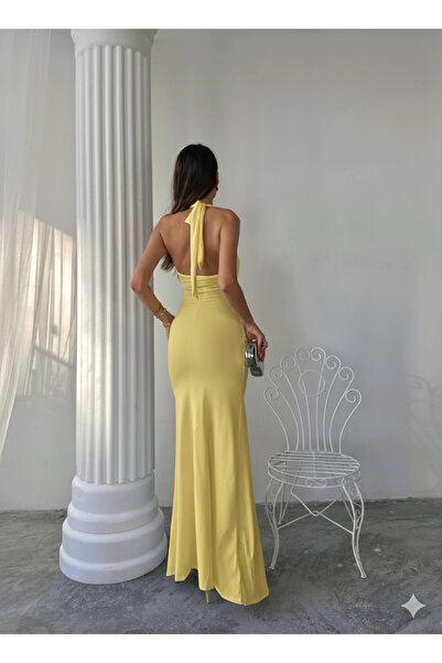 Paraf style Halter Yaka Uzun Elbise