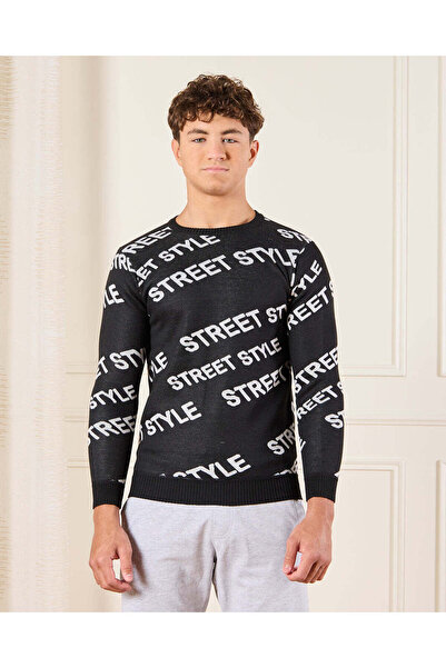 REDTAG Senior Boys Black Street Style Pullover