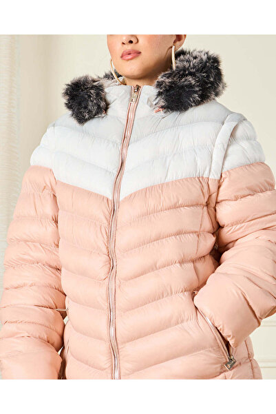 REDTAG Women Pink Fur Quilted Padded Jacket
