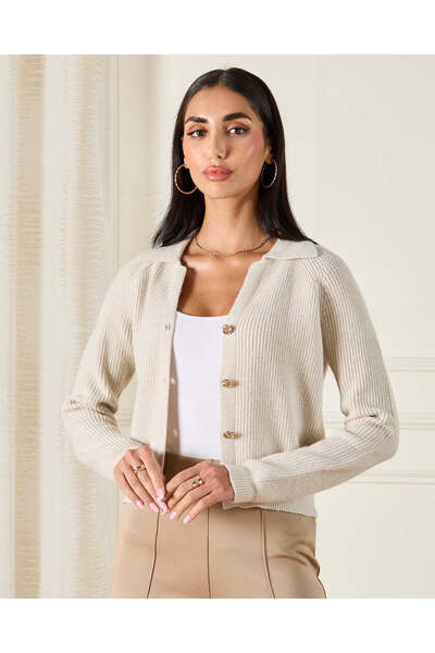 REDTAG Women Beige Knitted Cardigan