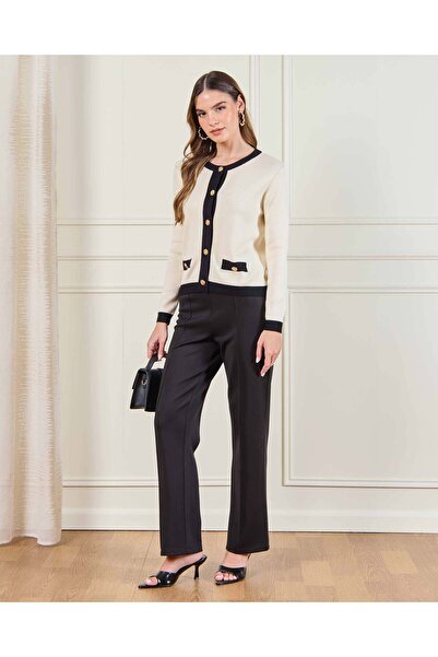 REDTAG Women Cardigan With Contrast Placket & Pocket Details