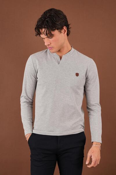 ALEXANDERGARDI V-Neck Slit Detailed Long Sleeve T-Shirt