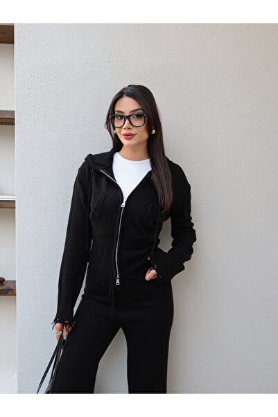 ESRAHELVACI Çift Fermuarlı Triko Takım