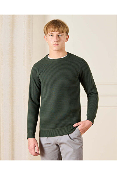 REDTAG بلوفر مخطط باللون الزيتوني للأولاد الكبار