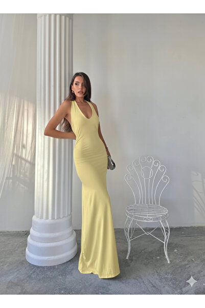 Paraf style Halter Yaka Uzun Elbise