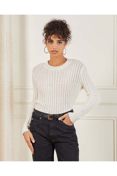 REDTAG Women Ivory Cable Knit Top