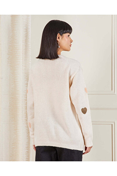 REDTAG Women Cream Heart Print Sweater