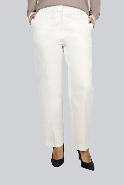 Berr-ın Women's Regular Fit Straight Leg Ecru Trousers 124Y02002139-Ekru