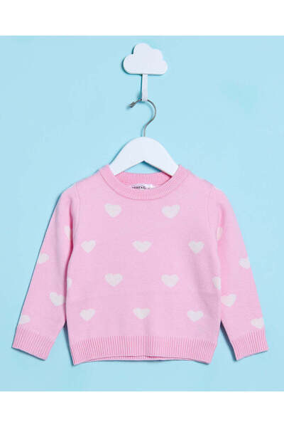 REDTAG سترة محبوكة على شكل قلب وردي للبنات الرضع