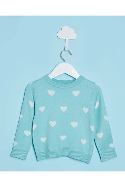 REDTAG سترة محبوكة باللون الأزرق المخضر للبنات الرضع