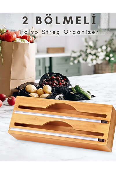 Penthouse Bamboo Organizer Cling Film and Foil Cutter Stretch and Foil Cutter