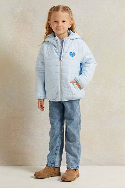 REDTAG Girls Blue Hooded Jacket