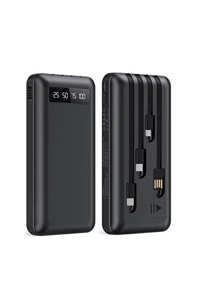 XTRIKE ME 10000 mAh Dijital Ekran Hızlı Şarj Powerbank Dahili 4 Kablolu Type-...