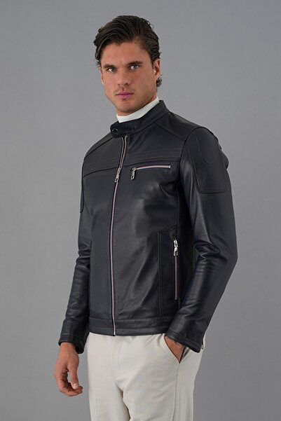 Deri Company Tyler Navy Blue Men's Leather Coat