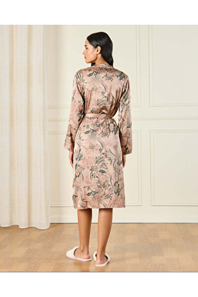 REDTAG Women Pink Printed Satin Robe