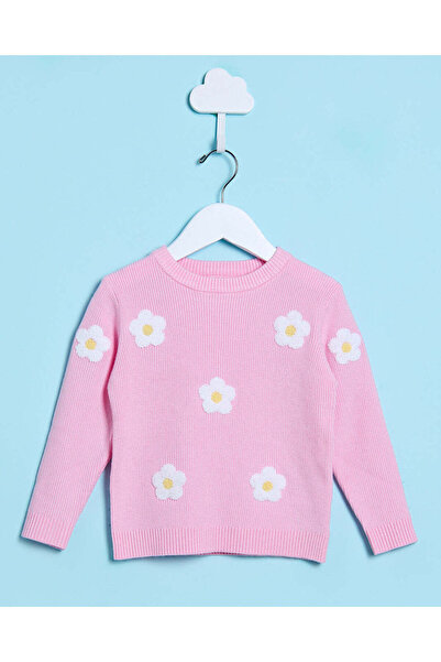 REDTAG سترة محبوكة بنقشة زهور وردية للبنات الرضع