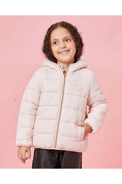 REDTAG سترة وردية مبطنة بغطاء رأس للبنات