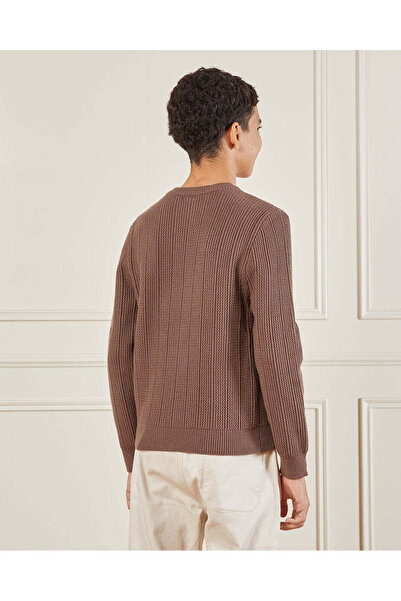 REDTAG Senior Boys Brown Textured Sweater