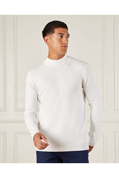 REDTAG Men Ivory High Neck Sweater