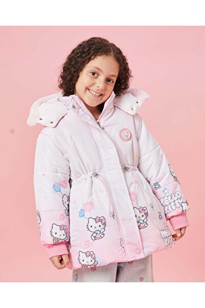 REDTAG Girls Pink Hello Kitty All Over Print Puffer Jacket