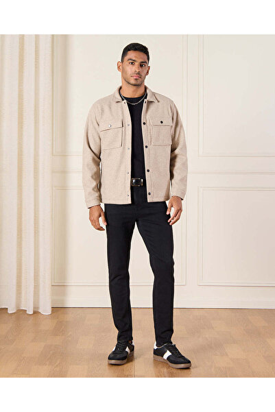 REDTAG Men Beige Melton Jacket