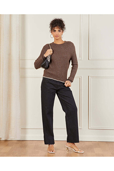 REDTAG Women Brown Cable Knit Top