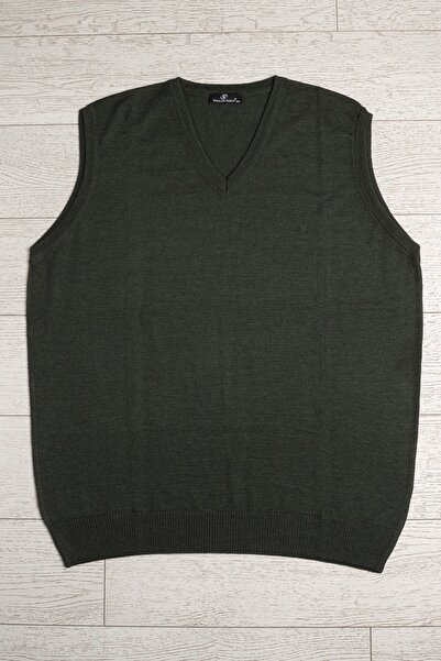 Woolen World V-Neck Oversize (Large Size) Wool Sleeveless Knitwear Sweater