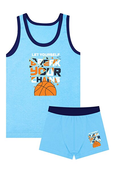 Öts Boy's Singlet Boxer ελαστικό ύφασμα Navy Blue Basketball (96% βαμβάκι - 4% ελαστάνη)